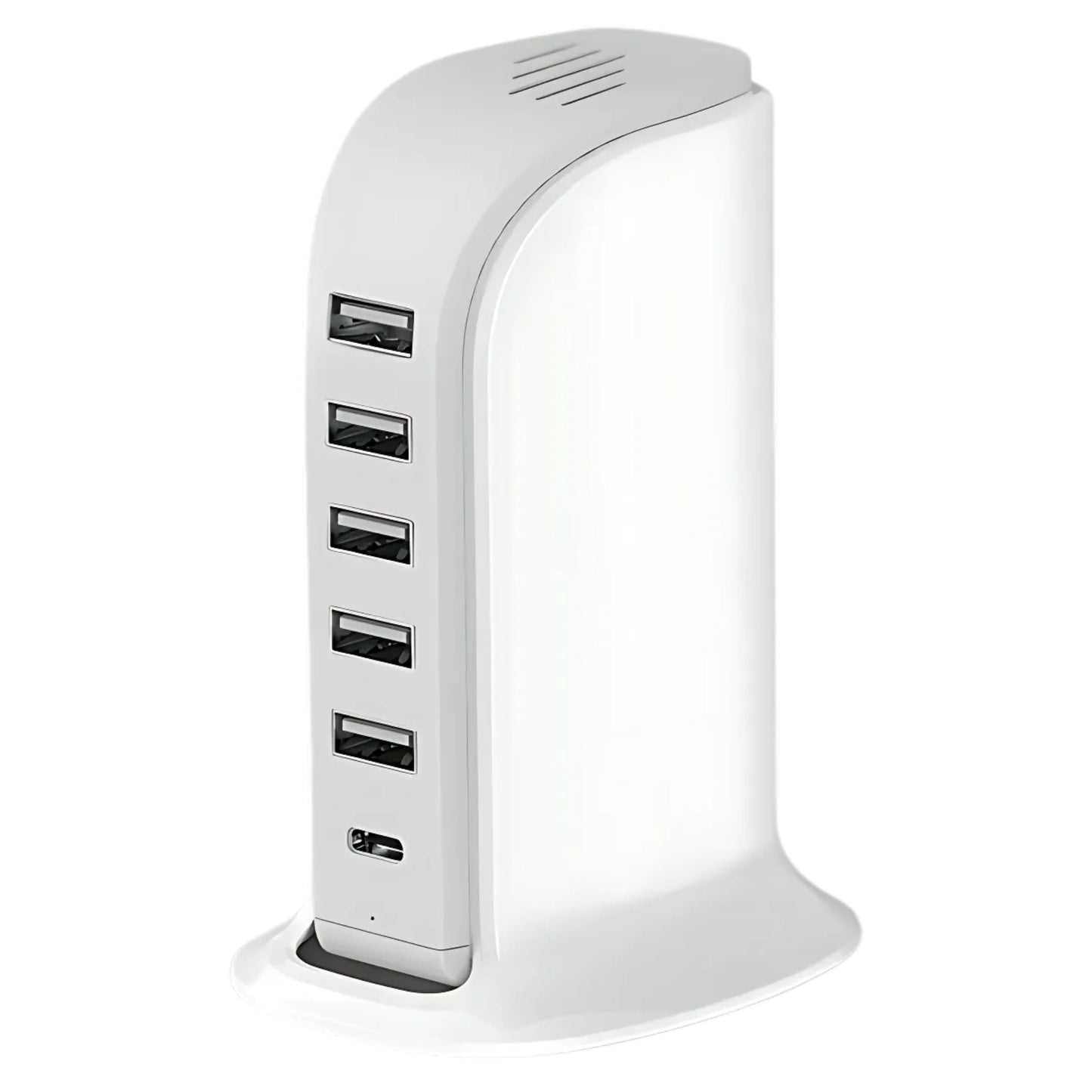 6-in-1 USB Charging Station – 40W Charger Block with 5 USB Ports (Shared 6A) & 3A USB-C Port, Multiport Desktop Charging Hub for Travel & Multiple Electronics