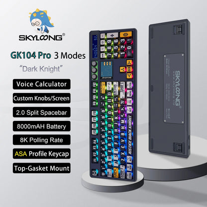 Wireless Mechanical Keyboard with 3.0 Screen 3 Knobs Hot-Swappable Silent Switch PBT keycaps